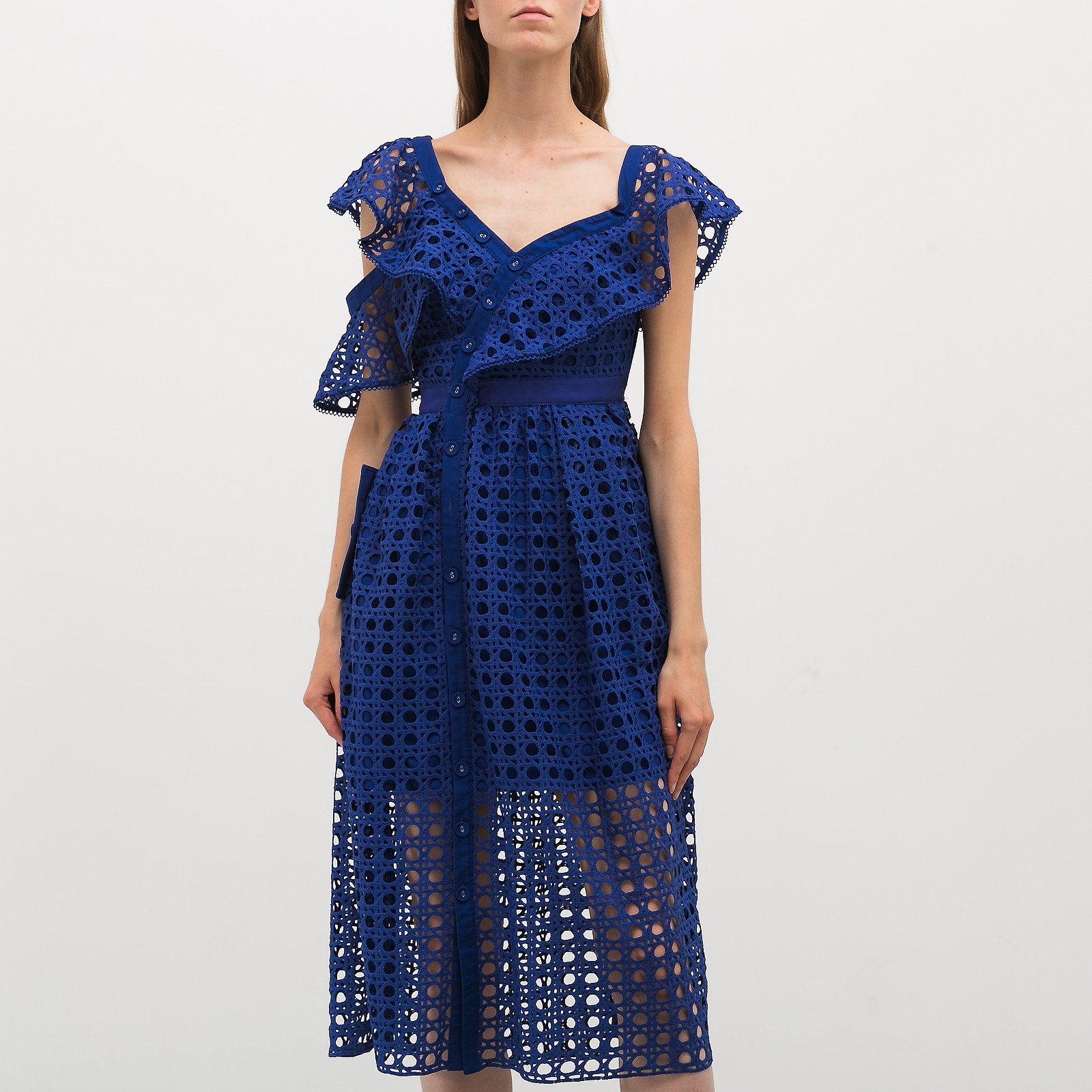 Платье синего цвета Self-Portrait - фото из каталога магазина брендовой одежды Second Friend Store Платье Self-Portrait - купить оригинал в секонд-хенде SFS - 1