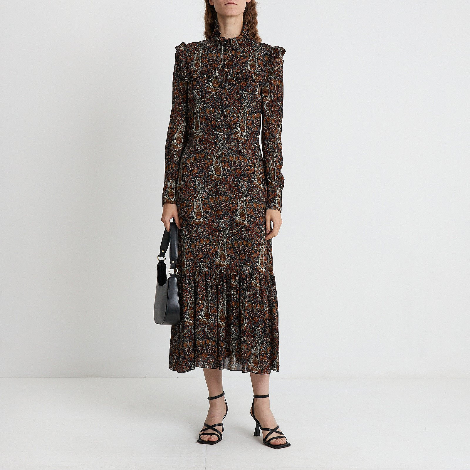Платье коричневого цвета Saint Laurent - фото из каталога магазина брендовой одежды Second Friend Store Платье Saint Laurent - купить оригинал в секонд-хенде SFS - 1