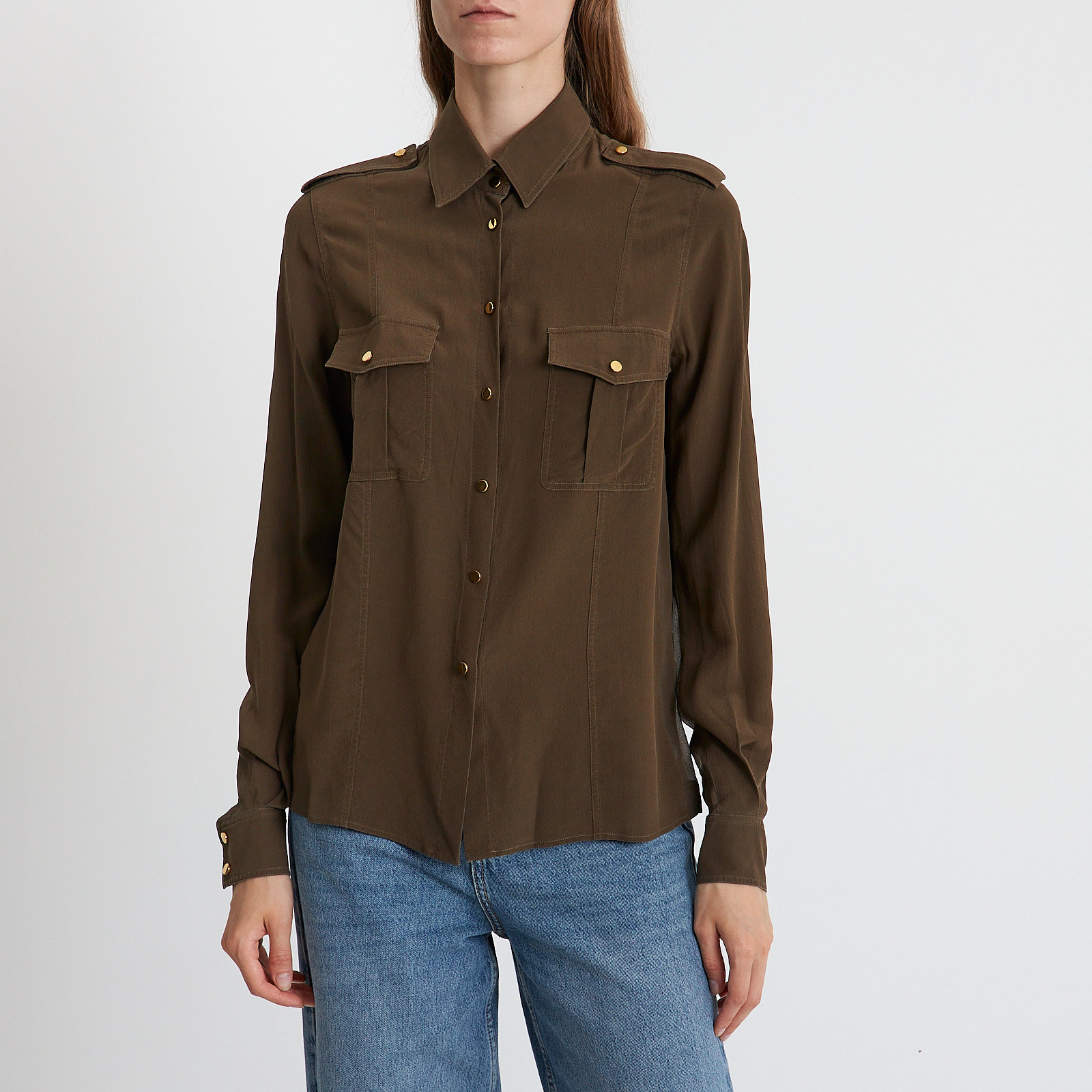 Блуза коричневого цвета Tom Ford - фото из каталога магазина брендовой одежды Second Friend Store Блуза Tom Ford - купить оригинал в секонд-хенде SFS - 1